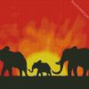 African Sunset Elephants diamond painting