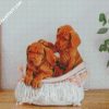 Cute Vizsla Puppies In a Woven Bin diamond painting