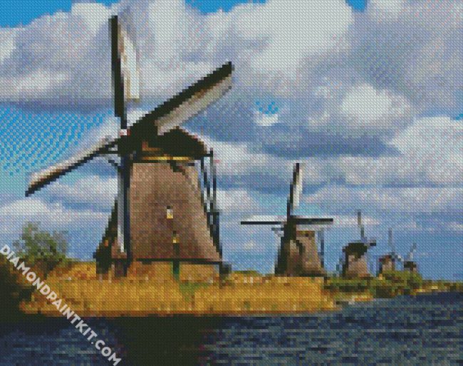 Kinderdijk Windmills diamond painting