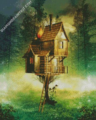 Treehouse Illustration diamond painting