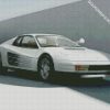 White Ferrari Testarossa diamond painting