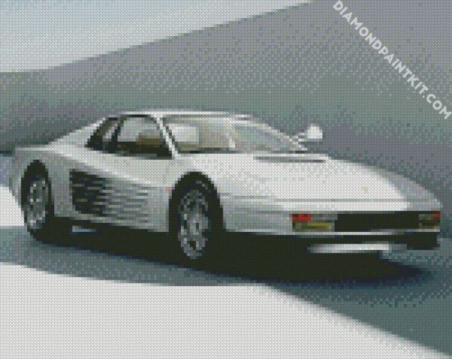 White Ferrari Testarossa diamond painting