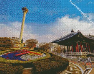 Aesthetic Busan Tower diamond painting