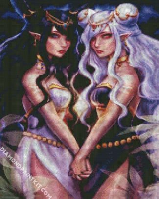 Aesthetic Gemini Girls diamond painting