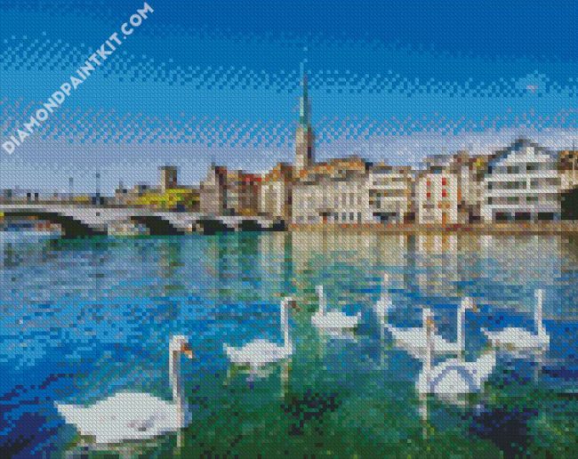 Aesthetic Lake Zurich diamond painting