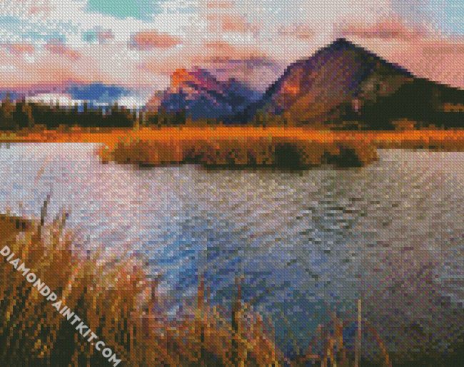 Aesthetic Vermilion Lakes Canada diamond painting