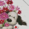 Aesthetic Dog With Flowers diamond painting