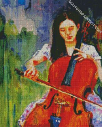 Asian Girl Playing Violoncello diamond painting