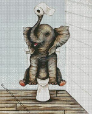 Baby Elephant On Toilet diamond painting