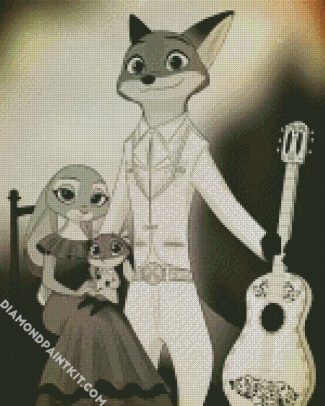 Black And White Zootropolis Family diamond painting