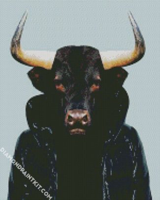 Black Bull Wearing a Jacket diamond painting