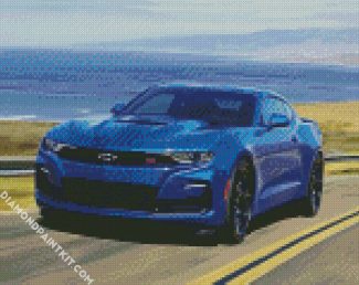 Blue Chevrolet Camaro diamond painting