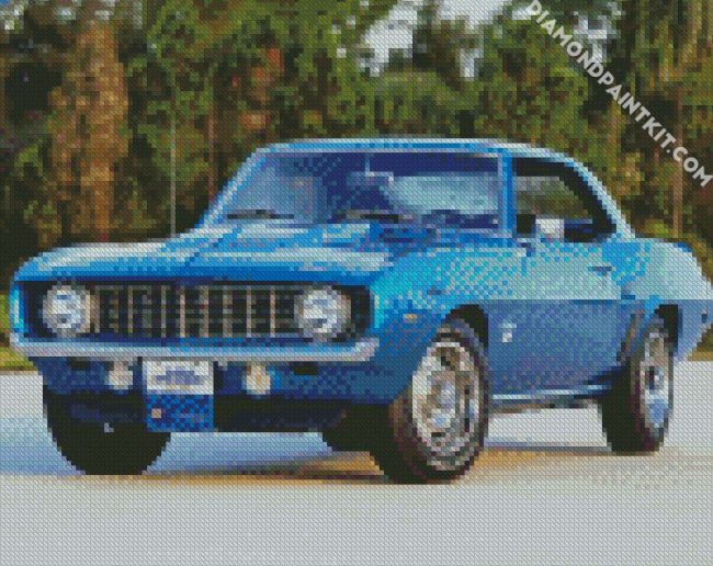 Blue Chevrolet Camaro Car diamond painting