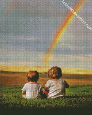 Brothers Watching The Rainbow diamond painting