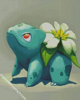 Bulbasaur And White Flower diamond painting