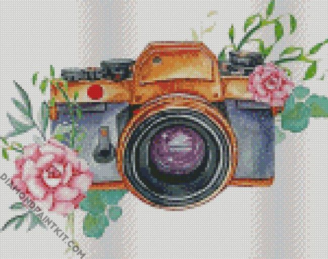 Camera And Flower diamond painting