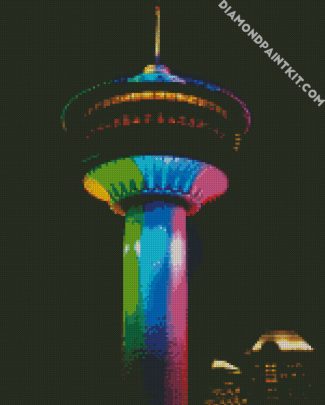 Colorful Calgary Tower Canada diamond painting