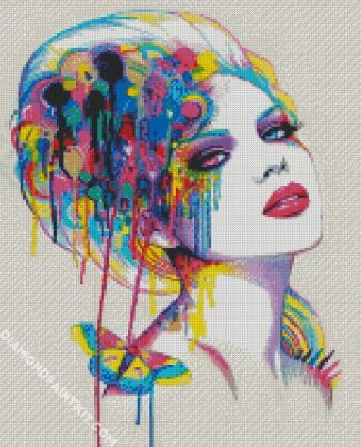 Colorful Splatter Lady diamond painting