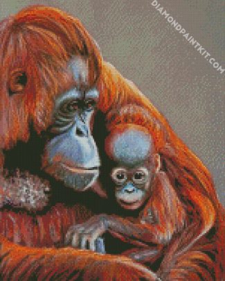 Cute Orangutans diamond painting