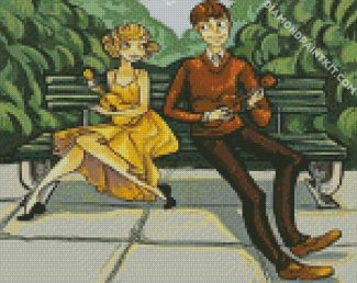 Cute Couple Playing Ukulele diamond painting