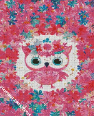 Cute Pink Floral Owl diamond painting