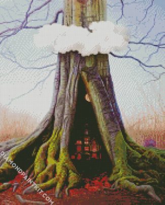 Fantastic Treehouse Illustration diamond painting