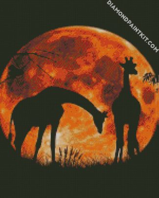 Giraffes In The Moonlight diamond painting