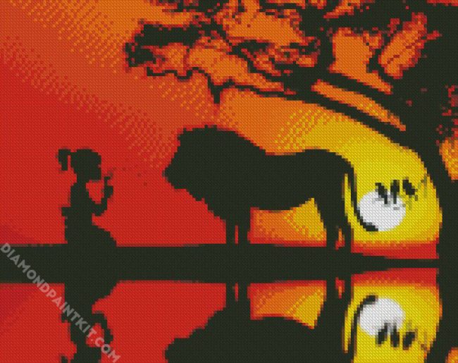 Girl And Lion Silhouette diamond painting