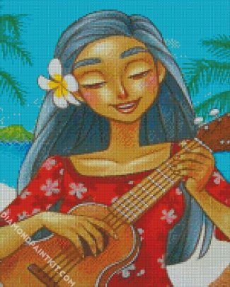 Hawaiian Girl Playing Ukulele diamond painting