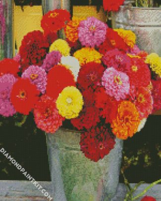 Mixed Zinnias diamond painting