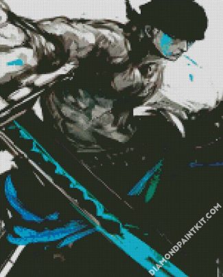 Monochrome Roronoa Zoro diamond painting