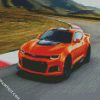 Orange Chevrolet Camaro Car diamond painting