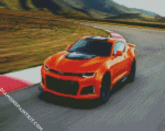 Orange Chevrolet Camaro Car diamond painting