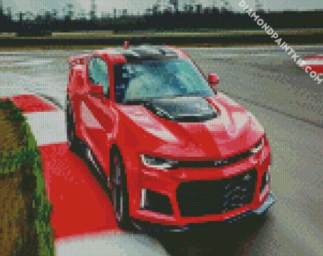 Red Chevrolet Camaro diamond painting