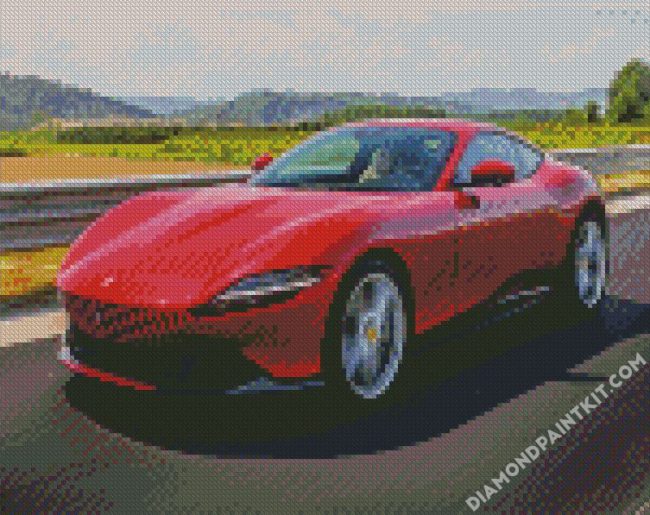 Red Ferrari Roma diamond painting