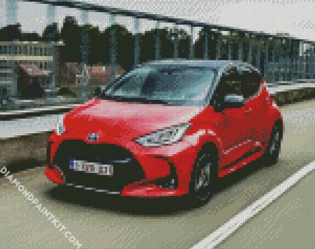 Red Toyota Yaris diamond painting