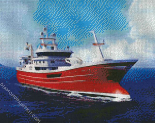 Red Trawler diamond painting