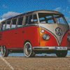 Red Volkswagen Campervan diamond painting