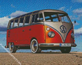 Red Volkswagen Campervan diamond painting