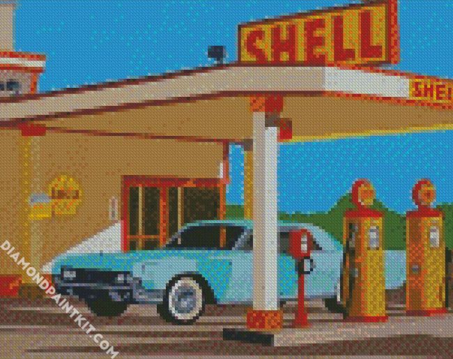 Retro Gas Station diamond painting