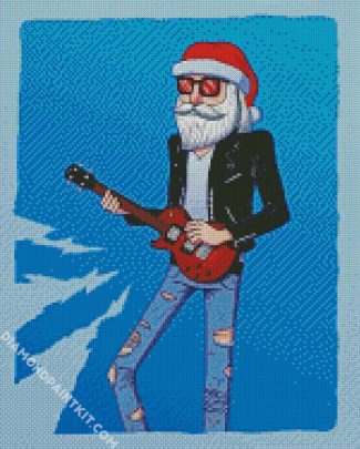 Skinny Santa Playing On Electric Ukulele diamond painting