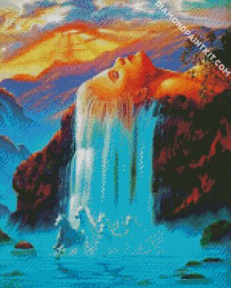 Waterfall Lady diamond painting