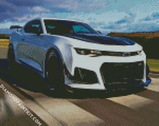 White Chevrolet Camaro diamond painting