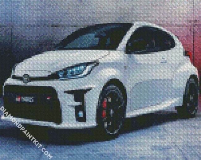 White Toyota Gr Yaris diamond painting