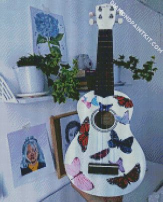 White Ukulele diamond painting