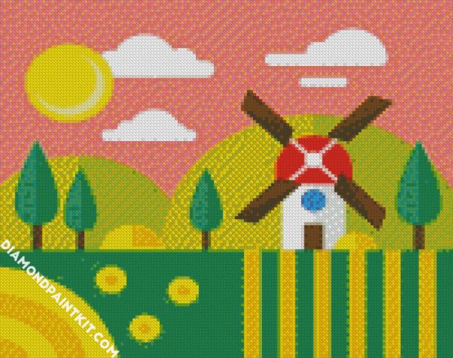 Windmill Illustration diamond painting