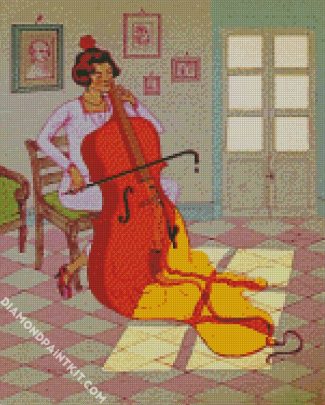 Woman Playing Cello diamond painting