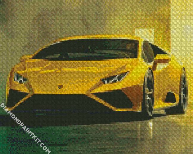 Yellow Lamborghini Huracan diamond painting