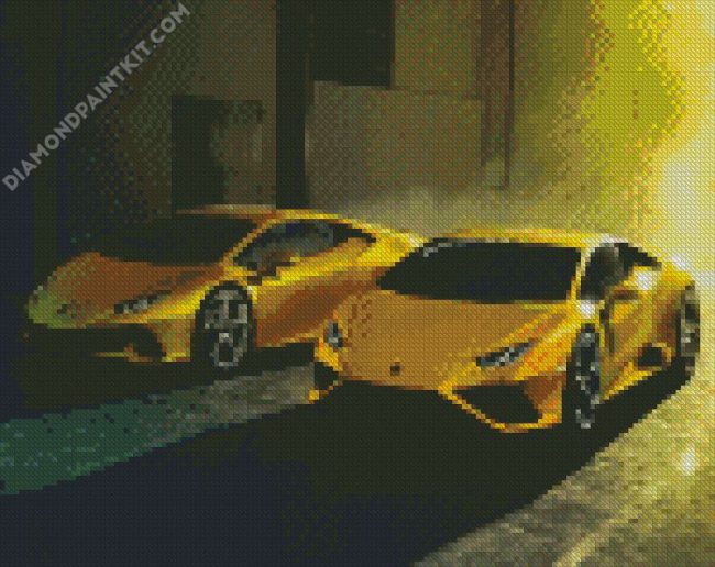 Yellow Lamborghini Huracan diamond painting