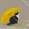 Yellow Umbrella And Kitty diamond painting